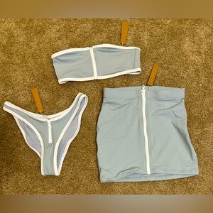 COPY - NWT: SKIMS Pacific Blue Zipper Bikini and Cover Set